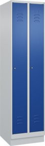 C+P Spind Classic PLUS Spind mit Sockel, 2 Abteile, Zylinderschloss und 3 Garderobenhaken, Farbe: Grau/Blau, H x B x T: 195 x 50 x 50 cm - Bild 1