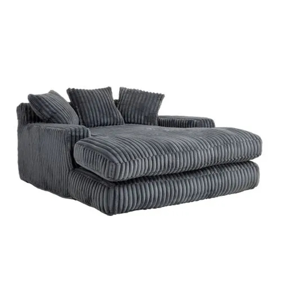 PXloue Stoffsofa aus Cord in Grau mit 3 Kissen, B/T/H: 125 x 155 x 63 cm - Bild 2