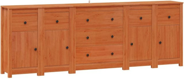 vidaXL Sideboard aus massivem Kiefernholz mit 5 Schubladen in Wachsbraun - Bild 1