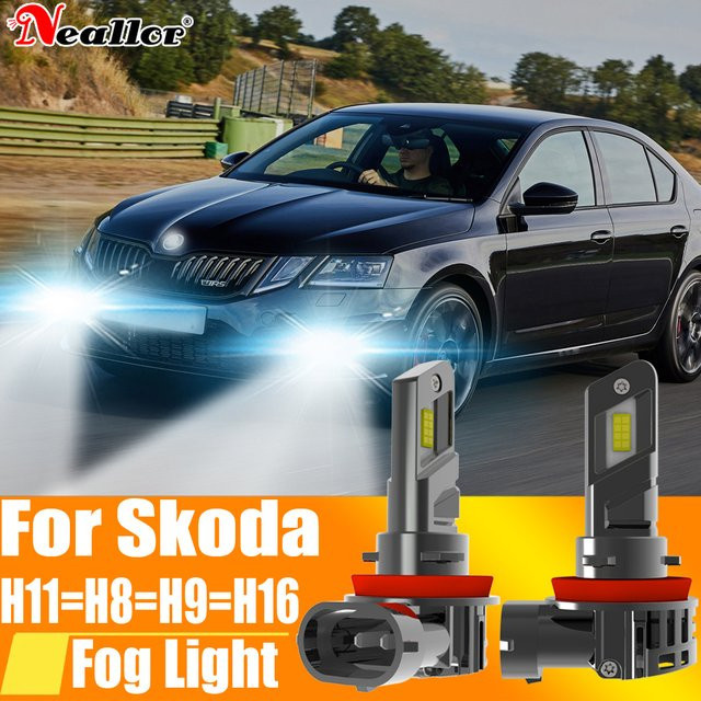 Neallor LED Nebelscheinwerfer Set H11 H8 H16 H9 Canbus 12V 55W in Silber für Skoda Octavia Fabia Kodiaq - Bild 1