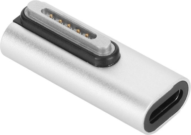 DIYelecs USB-C-zu-Magnet-Adapter mit 140 W PD Schnellladung und LED-Anzeige aus Zinklegierung in Silber - Bild 1