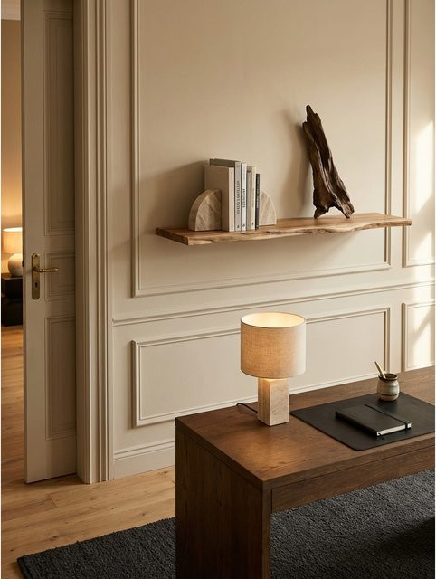 Wandregal aus Massivholz Akazie im Landhausstil von KADIMA DESIGN, Farbe Braun, B: 100 cm, T: 26 cm, H: 4 cm - Bild 1