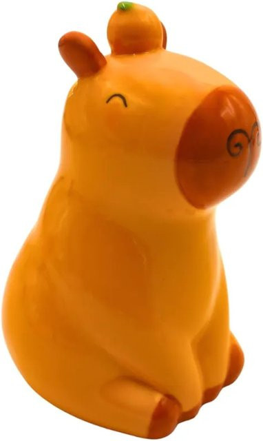 Dekohelden24 Capybaraspardose aus Keramik in Gelb mit wiederverschließbarem Gummistopfen, B/T/H: 9 x 9 x 15 cm - Bild 1