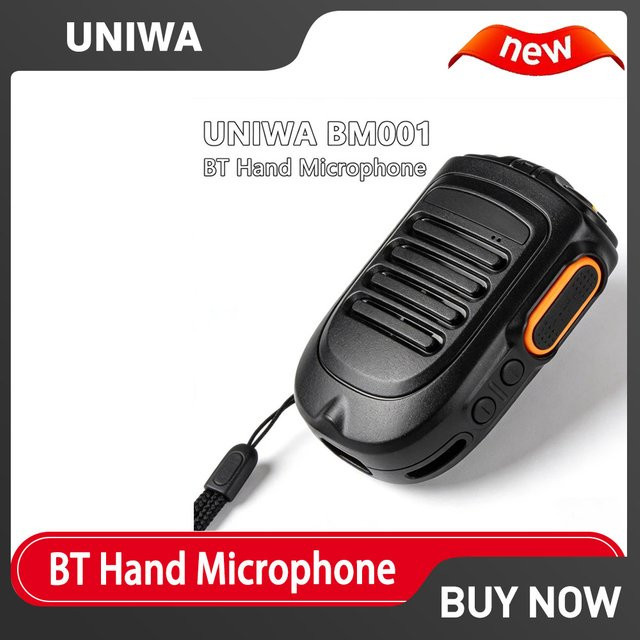 UNIWA BM001 Zello Walkie-Talkie mit SOS-Funktion und PTT-Taste, 2000mAh POC Handfunkgerät mit Bluetooth-Mikrofon in Schwarz, kompatibel mit Alps UNIWA F400 - Bild 1