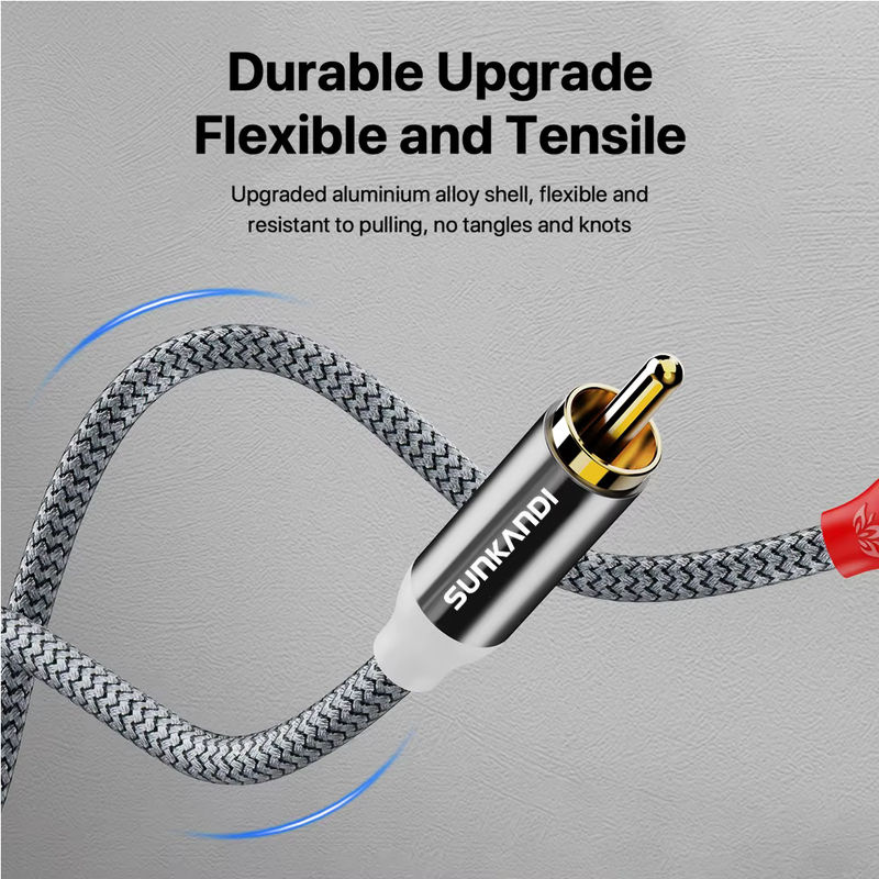 SUNKANDI Stereo-Aux-Kabel 3,5 mm Klinke auf 2 RCA Stecker in Grau für Smartphones, Tablets und Lautsprecher - Bild 6