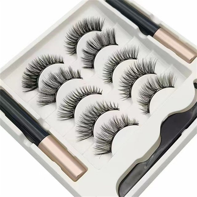JIEFUXIN Magnetische Wimpern Set, 3D-Nerzwimpern, Black, Unisex - Bild 1