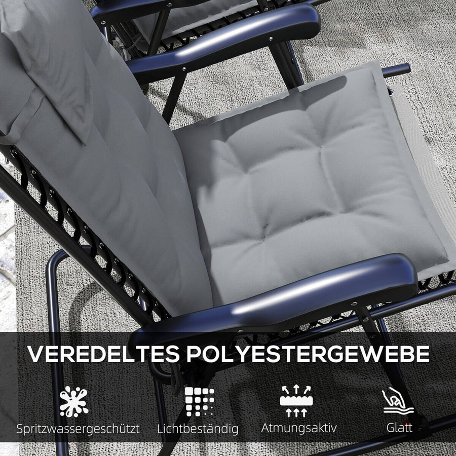 2er Set Outsunny Liegenauflagen aus Polyester, wasserabweisend und UV-beständig, Hellgrau, B/H/L: 50 x 5 x 116 cm - Bild 3
