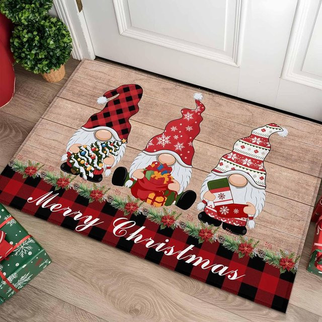 VIKAMA Weihnachtszwerg Fußmatte als rutschfester Druckteppich für den Eingangsbereich und zur Weihnachtsdekoration - Bild 1