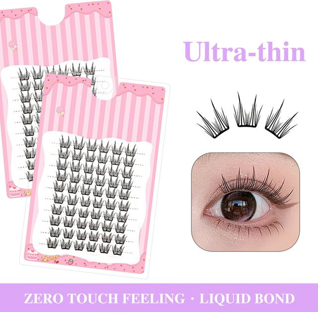 60Clusters Ultradünne Wimpernstreifen, natürliche Cluster-Wimpern, Unisex - Bild 1