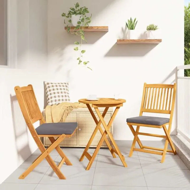 Vidaxl Klappstühle 2er Set aus Akazie Massivholz in Grau, B/T/H: 49 x 57,5 x 92 cm - Bild 1