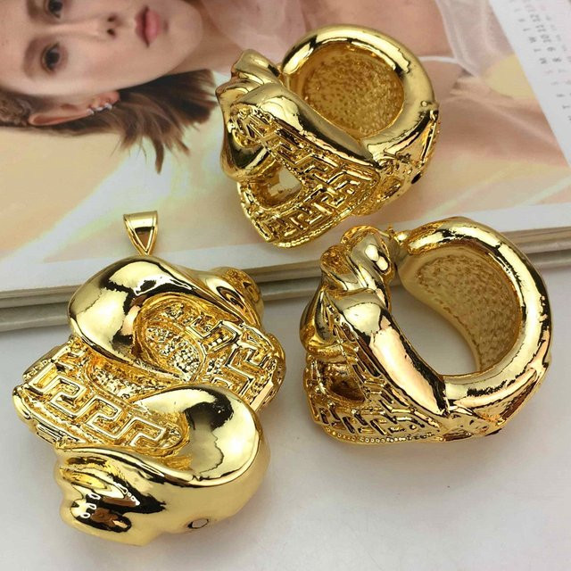 Yuminglai Schmuck-Set, Halskette und Ohrringe, Messing, Gold, Damen - Bild 1