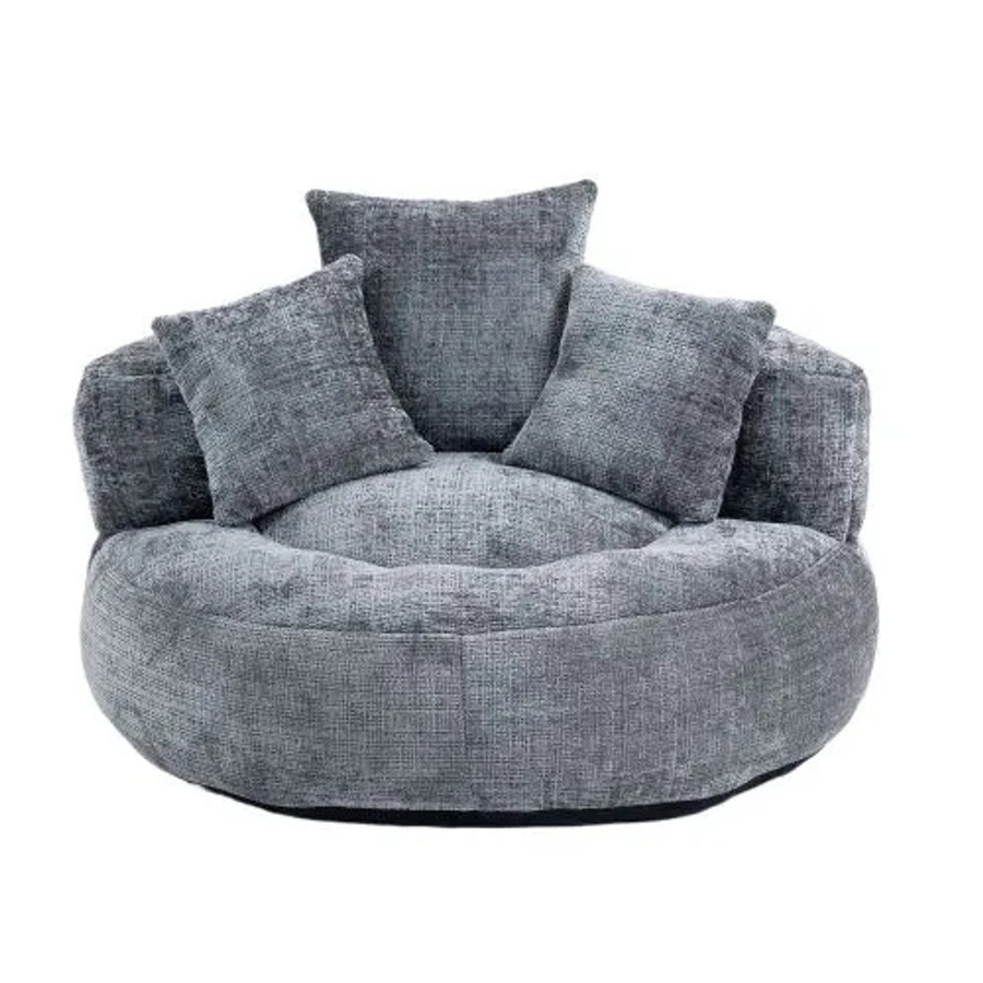 PXloue Sitzsack Sofa in Grau mit 3 Kissen aus Chenille und Schaumstoff für Erwachsene und Kinder - Bild 2