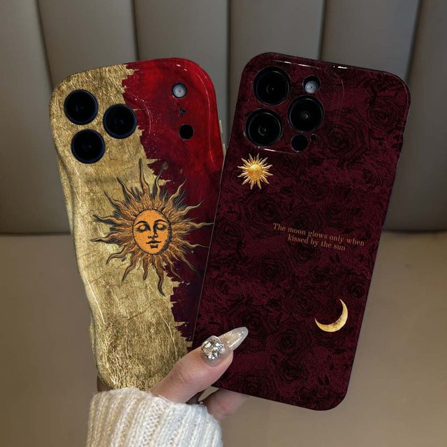 Handyhülle mit Retro Sonne-Mond-Muster für Apple iPhone 11 bis iPhone 17 Pro Max in Multicolour - Bild 1