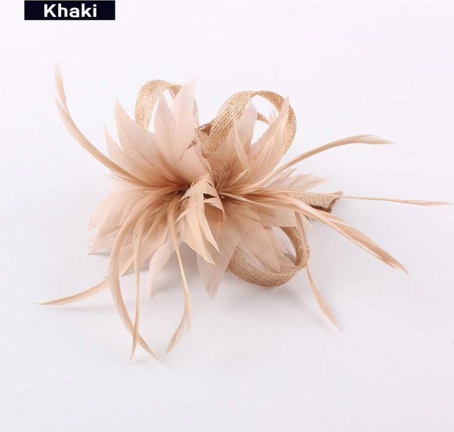 Sinamay Fascinator, Feder-Haarschmuck, beige, Damen - Bild 1