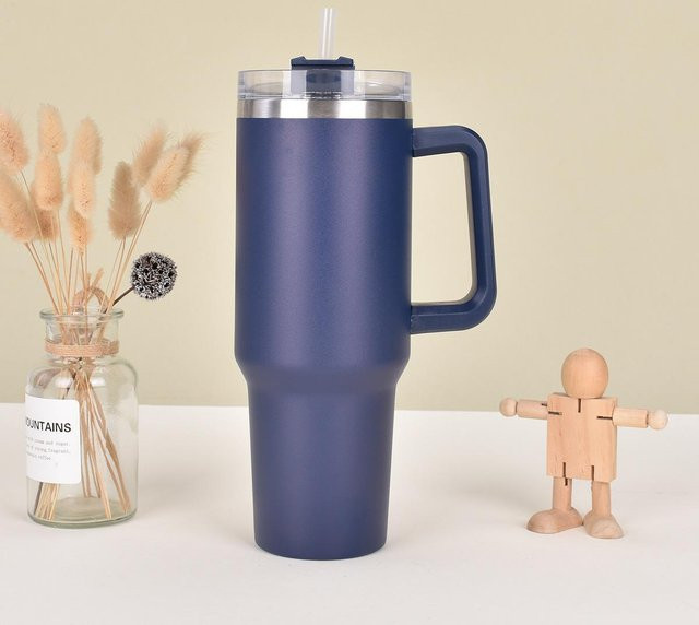 Yiran Furniture Thermos Becher aus Edelstahl mit Griff und großer Kapazität, Blau, 40oz - Bild 1