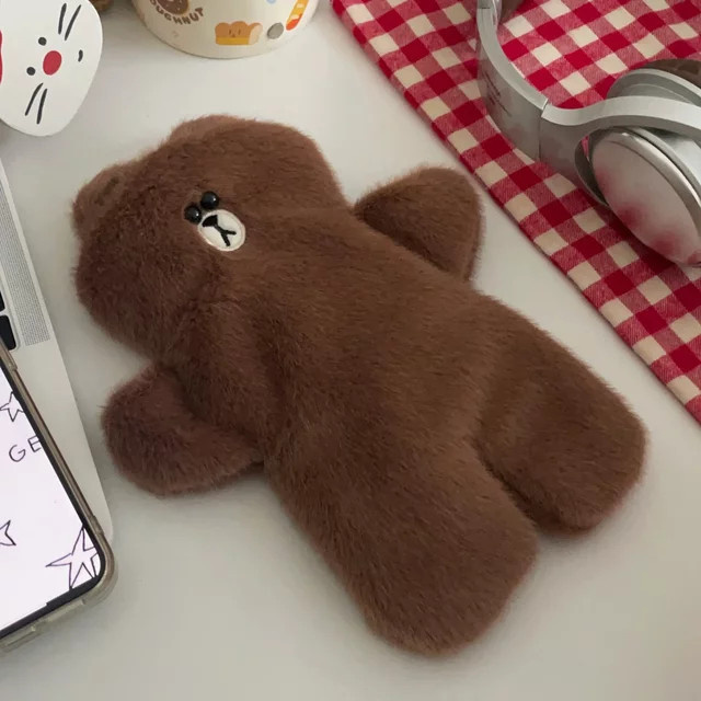 Federmäppchen mit Braunbär-Motiv für Grundschüler und die Mittelstufe, Textil-Schreibwarentasche in Braun mit Reißverschluss - Bild 1