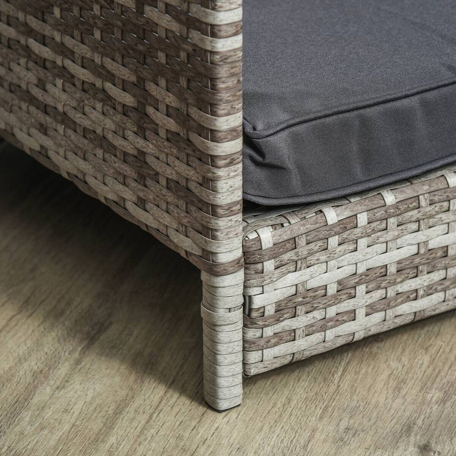 PawHut Hundehütte aus PE Rattan und Stahl in Grau mit Kissen, wetterfest und mit erhöhtem Boden, B: 69 cm, T: 98 cm, H: 70 cm - Bild 3