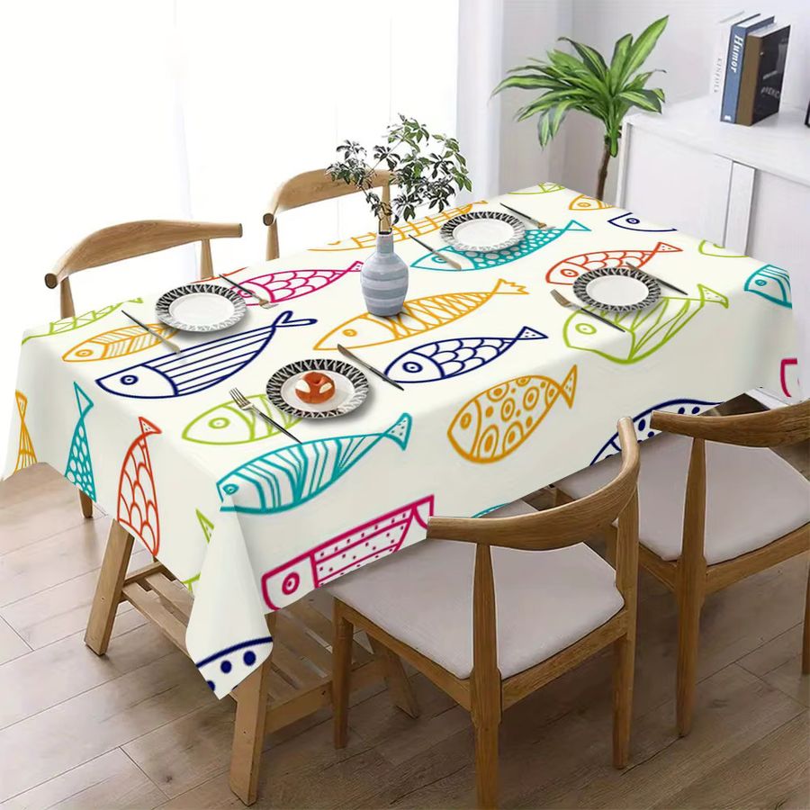 VIKAMA Tischdecke mit Unterwasser-Fischmuster für Picknick, Camping und Outdoor-Partys - Bild 3