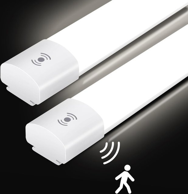Oraymin LED-Röhre Set 2 Stück, Weiß, 20 W, 2200 lm, mit Bewegungssensor, IP66 wasserdicht, Deckenleuchte für Garage, Keller, Badezimmer und Büro, Länge: 60 cm - Bild 1