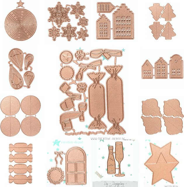 Goldener Tür- und Schneeflocken-Stempel aus Metall für DIY-Grußkarten, Sammelalben und Tagebücher - Bild 1