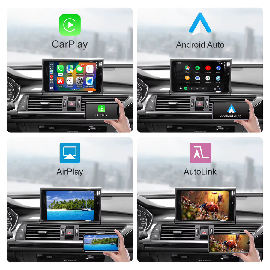Drahtloses CarPlay und Android Auto Interface Retrofit Kit für Audi A6 C7 und A7 2012-2016 mit RMC/HN + R System Decoder Box Modul und Airplay in Schwarz - Bild 3