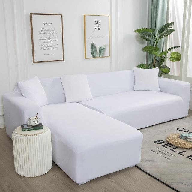 Housmife Ecksofa-Bezug aus elastischem Spandex für L-förmige Sofas, Farbe: Weiß, Größe: 190-230 cm - Bild 1