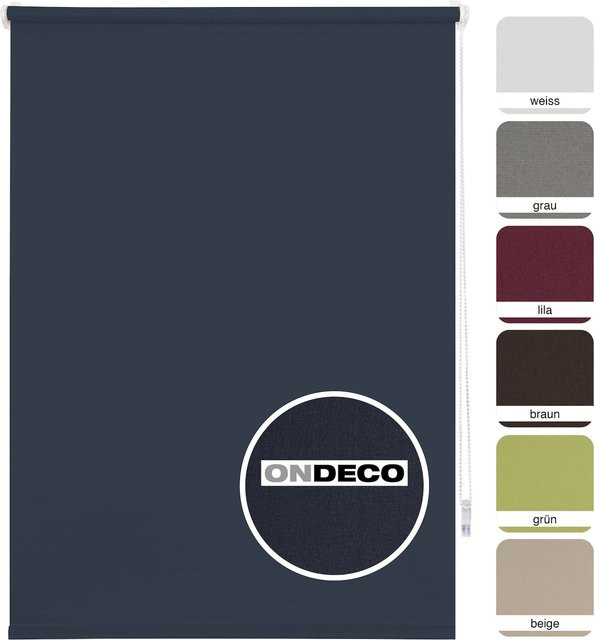 Ondeco Tageslichtrollo Win Klemmfix ohne Bohren, lichtdurchlässig und blickdicht, Farbe: Dark-Blue, B: 90 cm, H: 210 cm - Bild 1