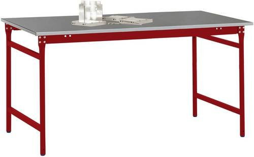 Manuflex Beistelltisch BASIS stationär mit Blechbelag-Platte in Rubinrot, B/T/H: 150 x 80 x 78 cm - Bild 1