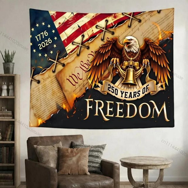 Patriotischer Amerikanischer Adler Wandbehang mit USA Flagge und Unabhängigkeitserklärung von JMG Household Supplies, Mehrfarbig, Breite: 90 cm, Breite: 150 cm - Bild 1