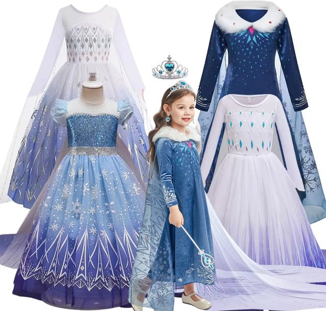 Disney Die Eiskönigin Anna Elsa Prinzessin Mädchen Kostüm, Blau - Bild 1