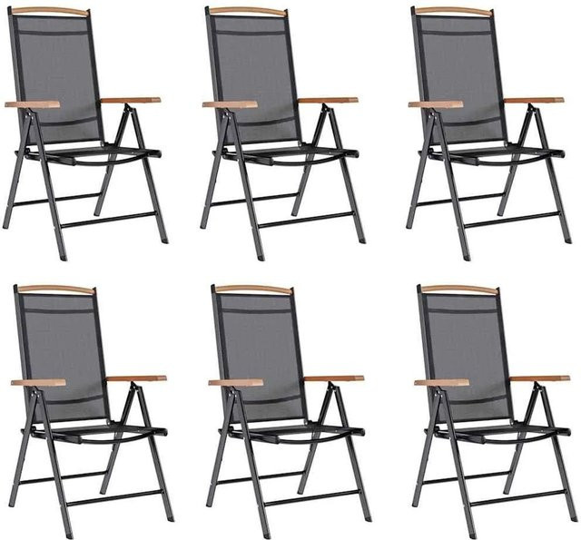 Furnicato Klappbarer Gartenstuhl aus Textilene in Schwarz mit Armlehnen, B/T/H: 58 x 65 x 109 cm - Bild 1