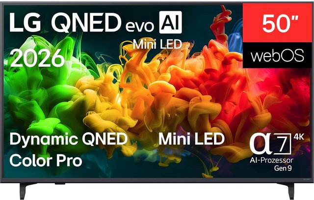 LG 50QNED8EB3F QNED evo MiniLED AI Smart TV in Schwarz mit 4K Ultra HD, HDR und Sprachsteuerung, 126 cm (50 Zoll) - Bild 1