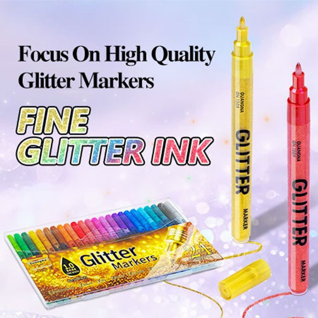 24-farbiger Glitzermarker Set mit 1,0-mm-Spitze in Multicolour für Buchskizzen und Zeichnungen - Bild 1