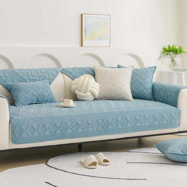 Luxus Sofa Kissen Super Six aus Plüsch in Blau, quadratisch, B/B: 70 x 70 cm - Bild 1