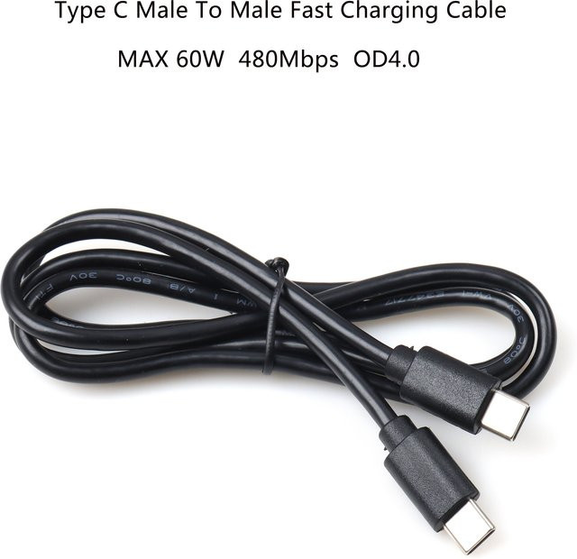 LANO USB-C auf USB-C Schnellladekabel 60W mit Datenübertragung, Schwarz, Länge: 1 m - Bild 1