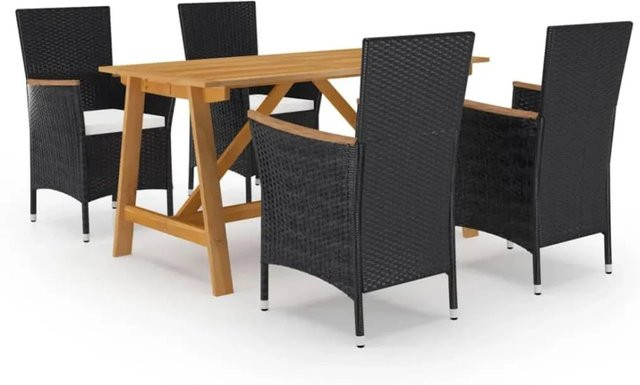 vidaXL 5-tlg Garten-Essgruppe Modell 32 aus Akazien-Massivholz in Schwarz - Bild 1