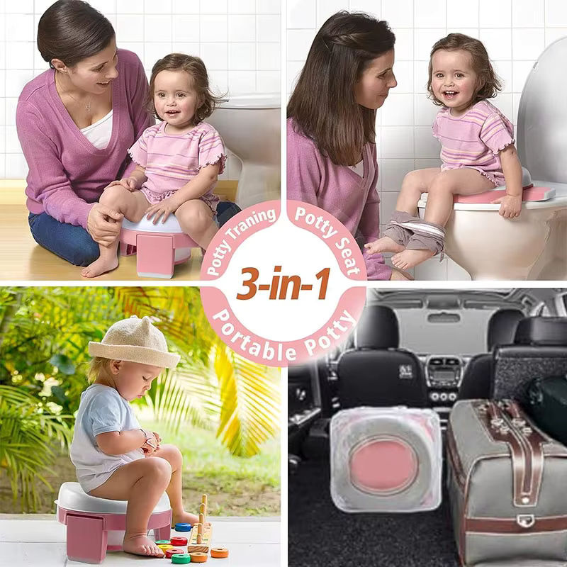 Two Dads 3 in 1 Baby Toilettensitz faltbares Reise-Töpfchen mit Tasche für Jungen und Mädchen, Blau - Bild 4