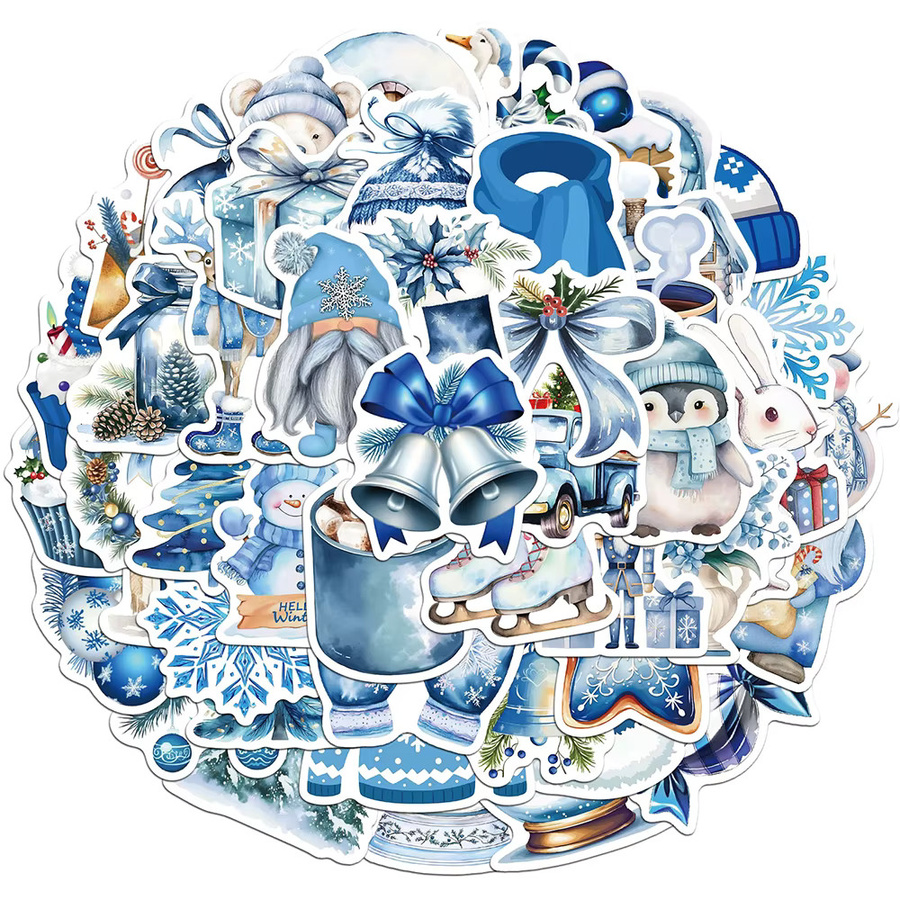 Charile Ästhetische Weihnachts Aufkleber in Blau, Wasserdichte Kawaii Sticker für DIY Schreibwaren, Koffer und Telefon - Bild 2