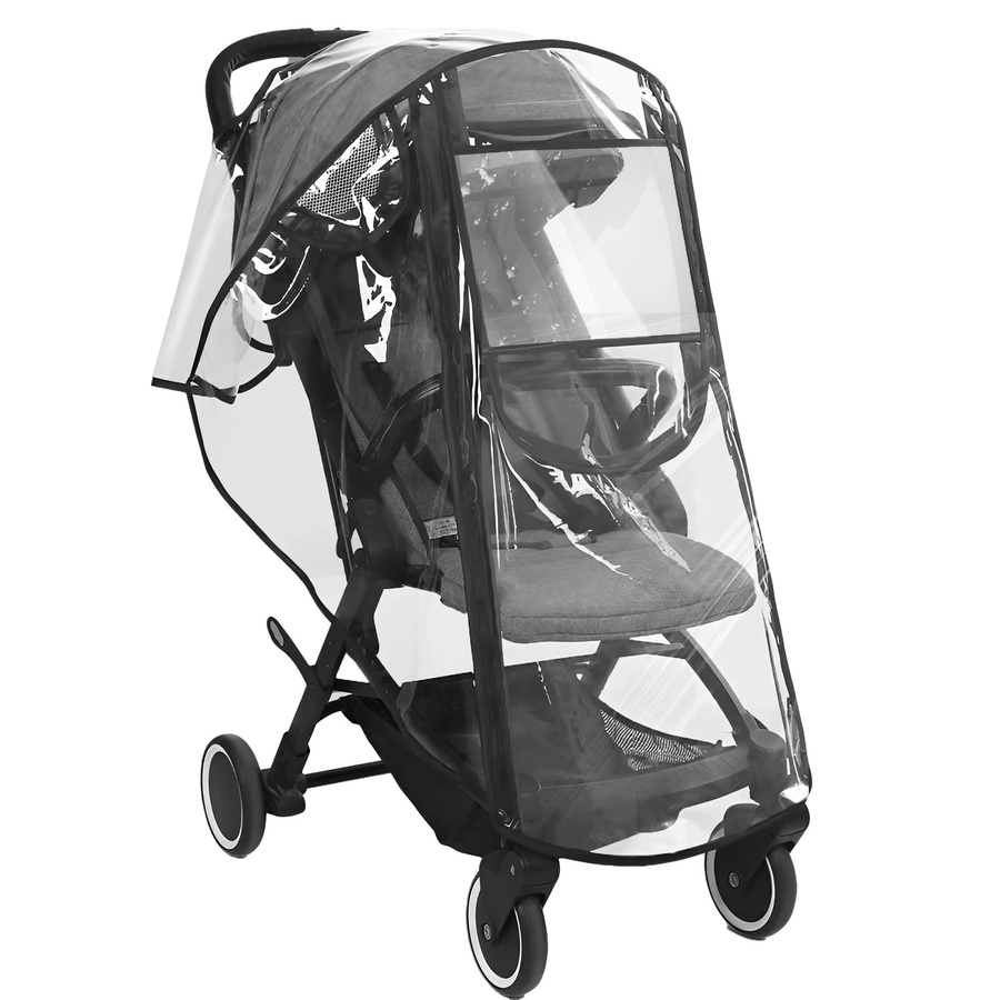 Wasserdichte Kinderwagen Regen Abdeckung aus transparentem EVA mit Belüftungslöchern und Doppel-Reißverschluss - Bild 7