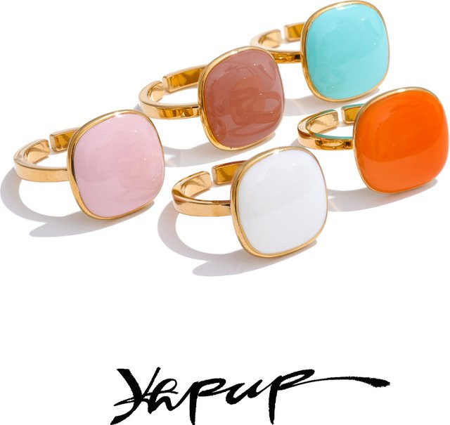 Yhpup Ring Edelstahl, 18K Golden PVD plattiert, Gold, Verstellbar - Bild 1