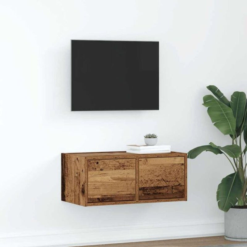 Vidaxl TV-Schrank in Altholz-Optik aus Holzwerkstoff, Braun, B/T/H: 60 x 31 x 25,5 cm - Bild 1