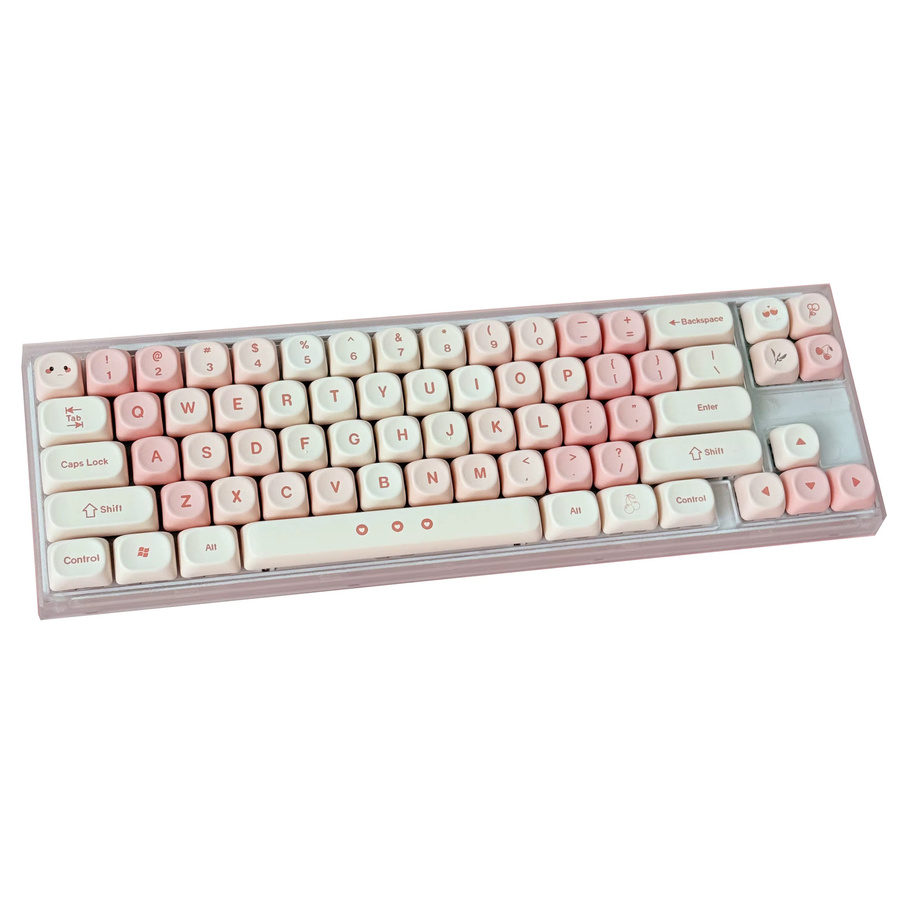 Pink Cherry Cute Style Tastenkappen im MOA Profile aus PBT mit Dye-Sub-Verfahren für mechanische Tastaturen, Komplettset für 60 % 75 % TKL 96 % und 100 % Layouts, Farbe: Pink - Bild 2