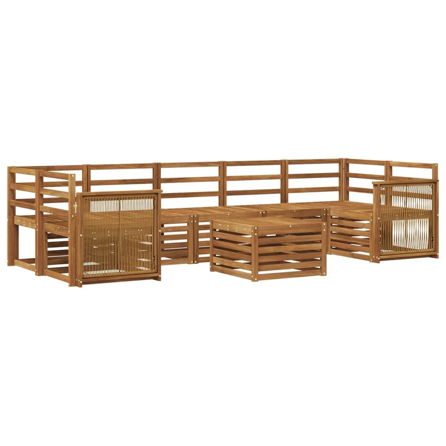 vidaXL Outdoor-Sofagarnitur aus Massivholz Akazie in Braun, 8-teiliges Set im U-Shape mit Latten-Design - Bild 2