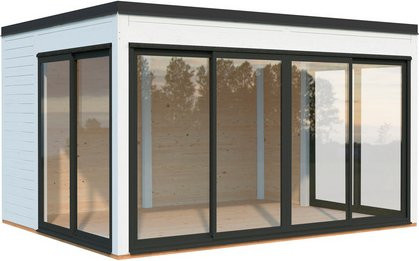 Palmako Gartenhaus Serena Slide Plus aus Fichtenholz mit Pultdach in Weiß, B/T: 420 x 320 cm - Bild 3