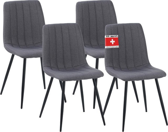 Albatros Esszimmerstühle GARDA 4er Set in Anthrazit mit Metall-Gestell und Strukturstoff-Bezug