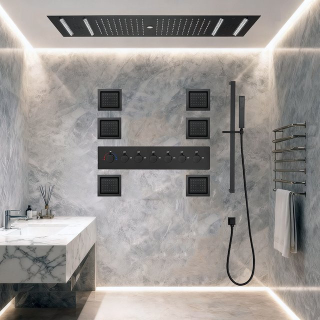 Boen Duschsystem mit Regendusche und Handbrause in Chrom, Smart Thermostat Set für Paare - Bild 1