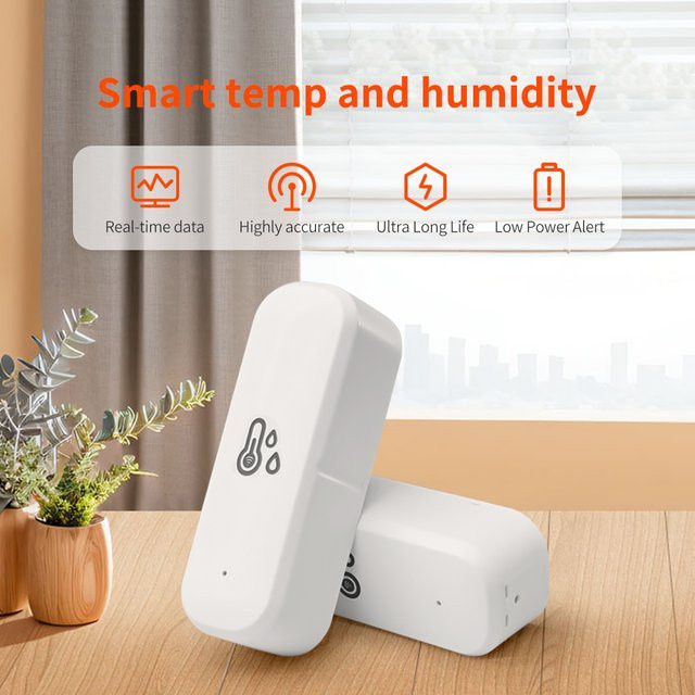 Tuya Smart Home WiFi Temperatur Sensor und Hygrometer in Weiß zur Überwachung von Temperatur und Luftfeuchtigkeit mit Alexa und Google Home Unterstützung - Bild 1