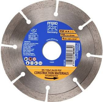 PFERD Diamanttrennscheibe DS für Stein und Beton Durchmesser: 110 mm, Bohrungs-Ø: 20 mm - Bild 1