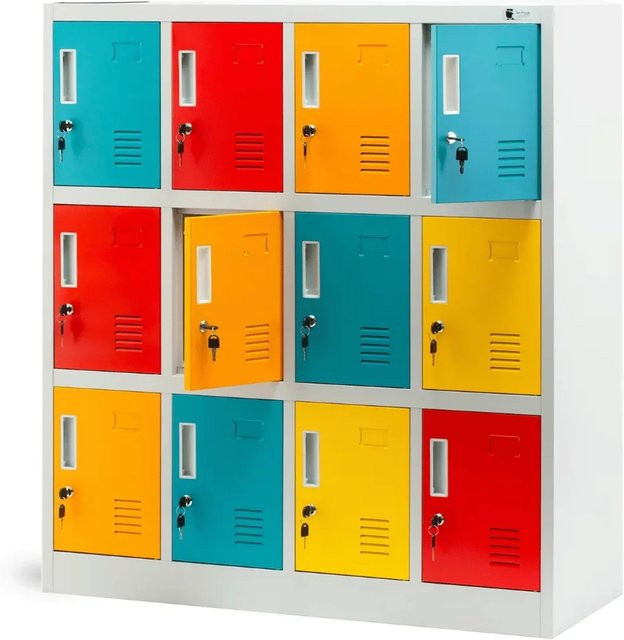 JAN NOWAK Schließfachschrank OLA Spind für Kindergarten mit 12 Fächern, Mehrfarbig, B/T/H: 109 x 45 x 120 cm - Bild 1