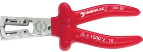 Stahlwille VDE-Abisolierzange mit verchromtem Kopf und roten tauchisolierten Griffen, isoliert bis 1000V, Länge: 160 mm - Bild 1